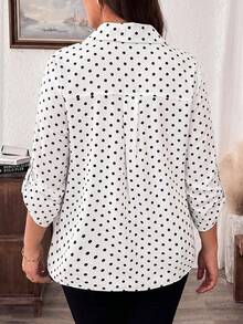 SHEIN LUNE Plus Size Leopard Print Mid-Sleeve Shirt - White - View 2