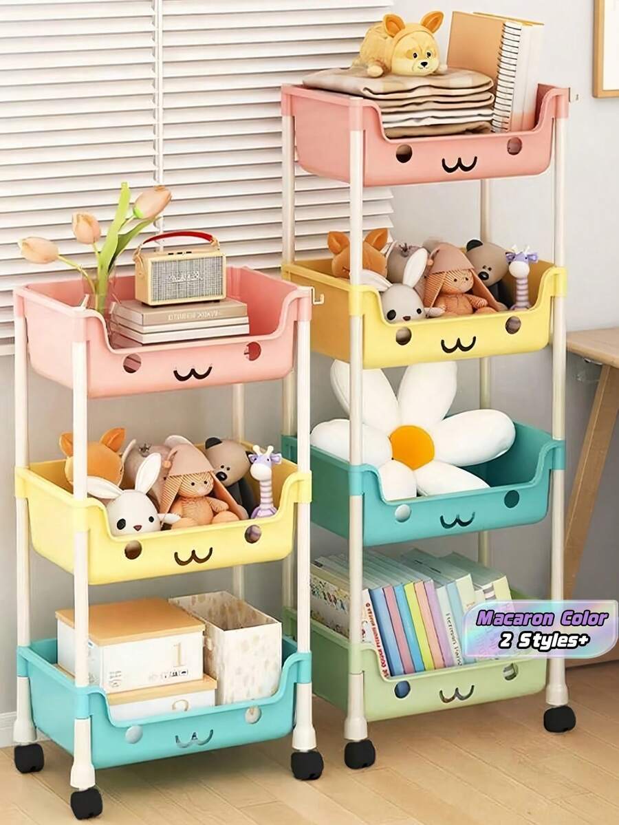 1Piece Color Multi Layer Rolling Cart Storage Rack Mobile Shelf Bookcase Organizer For Home Kitchen Office High Quality Trending Now - Multicolor - View 1