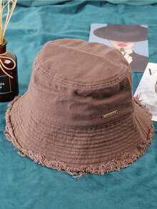 Zazumi 1pc Fashion Wide Brim Small Face Sun Hat For Women, Spring/Summer New UV Protection Travel Casual Versatile Bucket Hat, Can Also Wear In Autumn/Winter As Boho Panama Hat - Multicolor - View 9