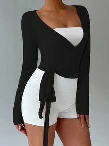 INAWLY 2PCS Plus Size Co-Ords - Black and White - View 5