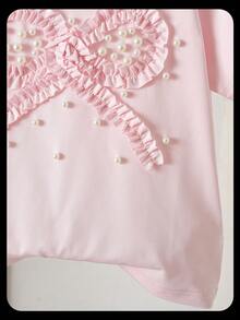 Genkimix Kids 女童（小號）可愛優雅蝴蝶結設計 3D 串珠工藝休閒 T-shirt - 粉色 - 查看 5