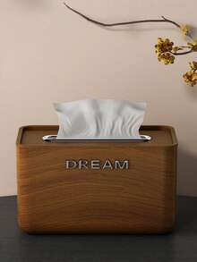 1PC Vintage Faux Walnut Wood Grain Finish Multifunctional Tabletop Storage Organizer Tissue Box Holder For Living Room Desk Home Decor Light Luxury Minimalist High End Stylish Retro Elegant Accent Piece - Multicolor - View 4