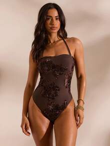 Opulessa Solid Color Knit One-Piece Swimsuit One-Piece Swimsuit For Women - Multicolor - View 7