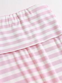 Sweetra Women's Sweet Minimalist Y2k Cute Sexy Vintage Striped Design 2 In 1 Spliced Long Sleeve Two Pieces Set Lounge Pink Stripe Autumn - Pink - View 5