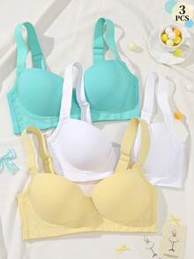 LustreForm Set 3 Buah Bra Wanita Berkawat Kasual Nyaman Minimalis Anti Selip dengan Tali Lebar - MultiWarna - View 1