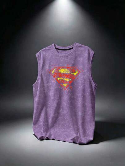 SUPERMAN X SHEIN Men's Crew Neck Casual Versatile Daily Wear Sports T-Shirt