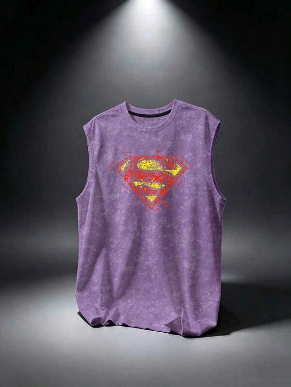 SUPERMAN X SHEIN Men's Crew Neck Casual Versatile Daily Wear Sports T-Shirt