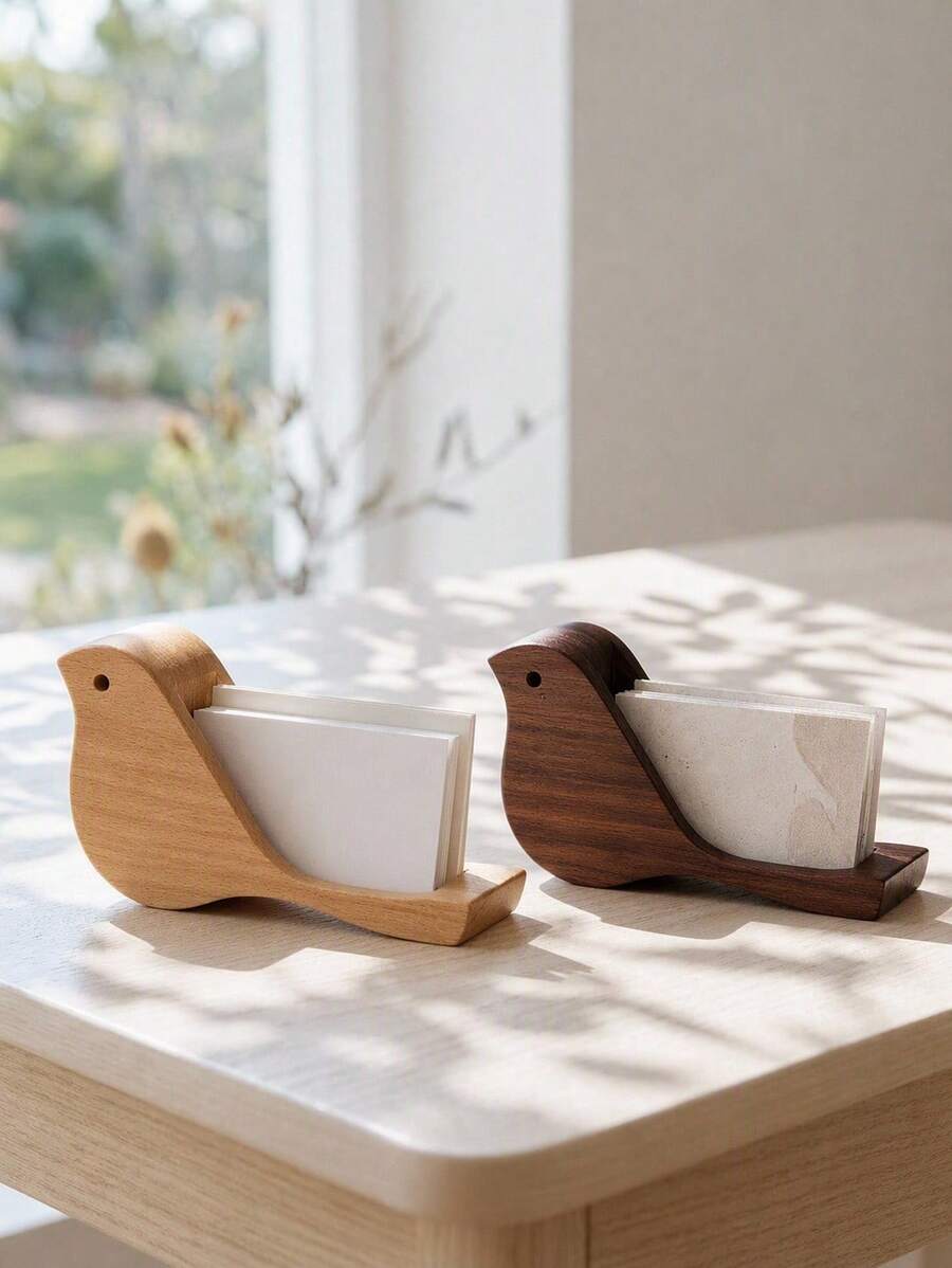 Haus Hana 1 buah Tempat Kartu Nama Burung Kayu, Tempat Kartu Nama Miniatur Hewan untuk Meja Kantor, Rumah, Tempat Kartu Nama Lucu untuk Meja, Tempat Kartu Pos, Dekorasi Meja, Dikemas dalam Kotak Hadiah - warna-warni - View 1