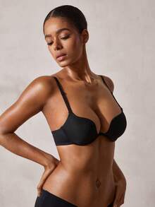 Veilyse Teenage Student Small Bust Underwire Push-Up Bra, Solid Color Minimalist Everyday Bra, Soft Thick Padded Cups, Comfortable Breathable Sexy Lingerie, Suggest Ordering One Size Up - Black - View 5