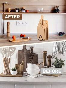 1PC Standard Size Sturdy Metal Triangle Cutting Board Holder Rack With Space Saving Design For Countertop Cabinet Baking Tray Pan Storage Organizer Freestanding No Drill Easy Setup Durable - A - View 6