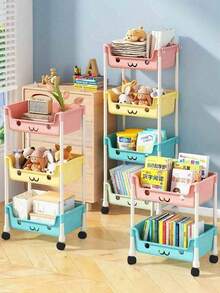 1Piece Color Multi Layer Rolling Cart Storage Rack Mobile Shelf Bookcase Organizer For Home Kitchen Office High Quality Trending Now - Multicolor - View 3