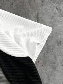 AXEPEAK 男士字母刺繡對比色短袖單排扣休閒襯衫 - 彩色 - 查看 3