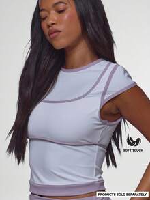 Musera Sport White Contrast Binding Double Layered Top Coord Top Only Sports Workout Gym Pilates Fitness Daily Casual Cute Daily Everyday Running Void - White - View 2