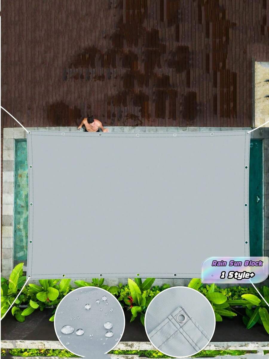1件直邊遮陽帆 防水抗UV聚酯纖維布料 露台花園戶外遮陽雨棚 高品質 熱銷款 - 灰色 - 查看 1