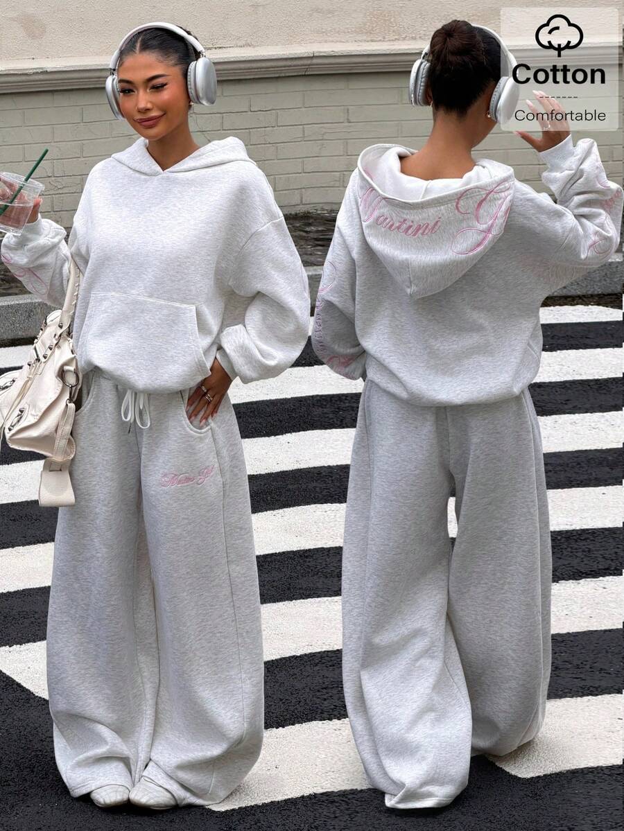 Muchica Light Gray Knit Women's Collegiate Style Set - Light Grey - View 1