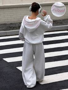 Muchica Light Gray Knit Women's Collegiate Style Set - Light Grey - View 2