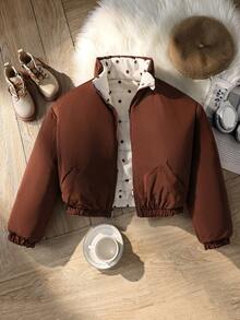 Tween Girl Winter Casual Reversible Jacket - Beige - View 7