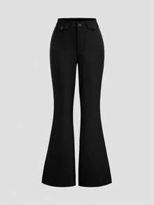 Sweetra European & American Women's Fashion Slim Fit Autumn Flare Pants - Black - View 1