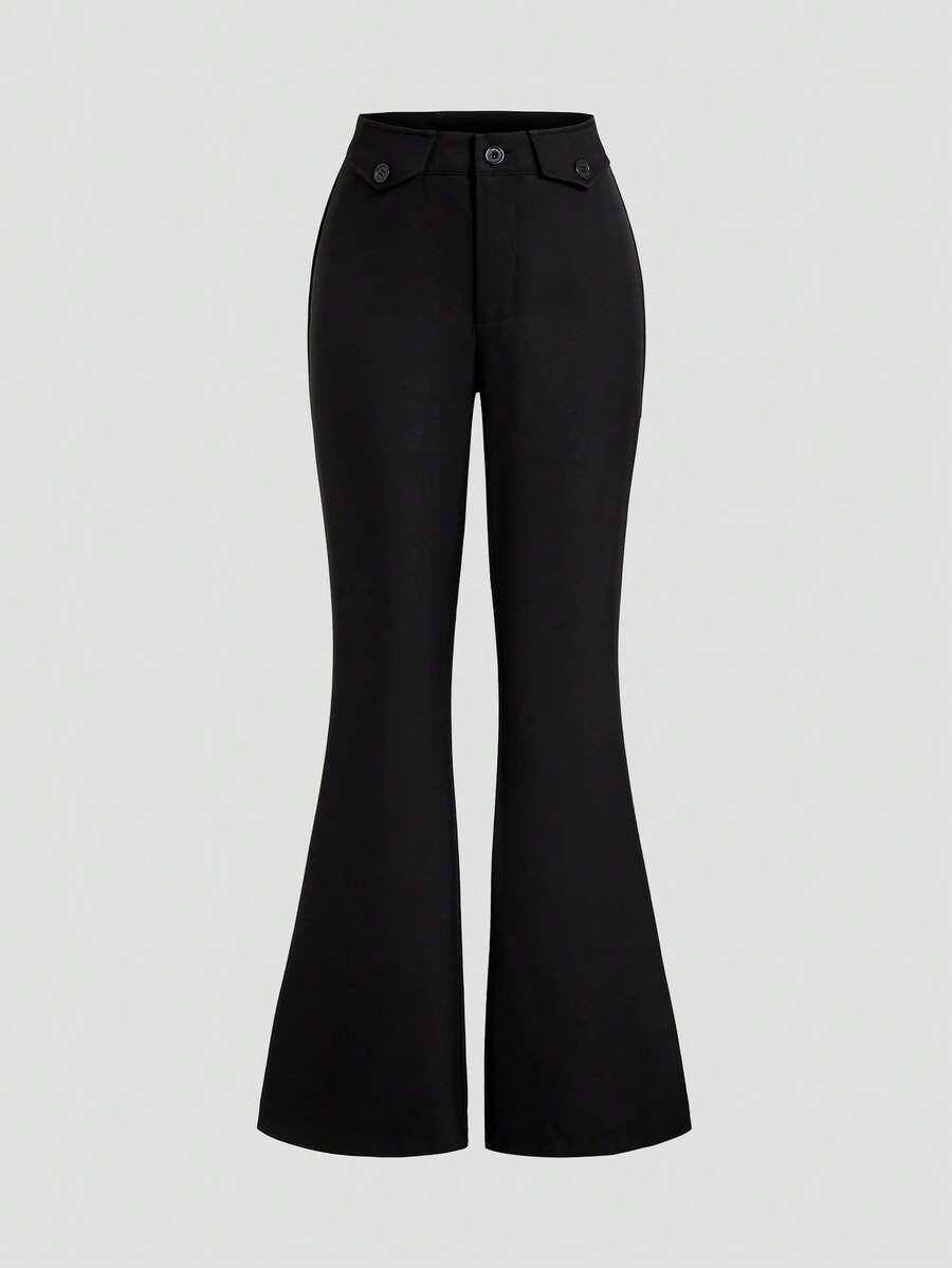 Sweetra European & American Women's Fashion Slim Fit Autumn Flare Pants - Black - View 1