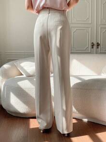 DAZY Pantalones rectos de unicolor de estilo casual y de negocios con tiro bajo - Albaricoque - Ver 7