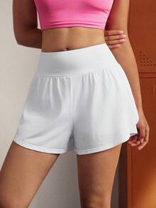 CourtClass 女款極簡日常口袋運動短褲，適合健身、跑步、健身房，白色夏季款 - 白色 - 查看 3
