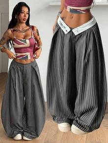 Coolane Women's Autumn Vintage Streetwear 90s Casual Hippie Street Style Loose Grey Banana Harem Pants,Dress Pants - Dark Grey - View 4