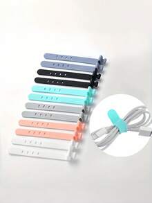 Silicone Cable Ties Reusable Adjustable Wire Organizer Cord Holder Straps For Charging USB Headphone Computer Desk Office Travel Durable Non Slip Flexible Multi Use Strong Versatile - Multicolor - View 5