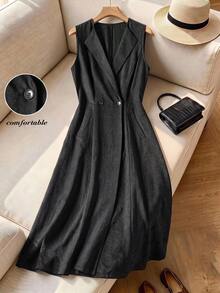 Rusticease Basic Women's Winter Clothes Black Fall Outfits Elegant Long Dress Casual Dresses Formal Dress Country Party Dresses Going Out Outfits Birthday - Matte Black - View 3