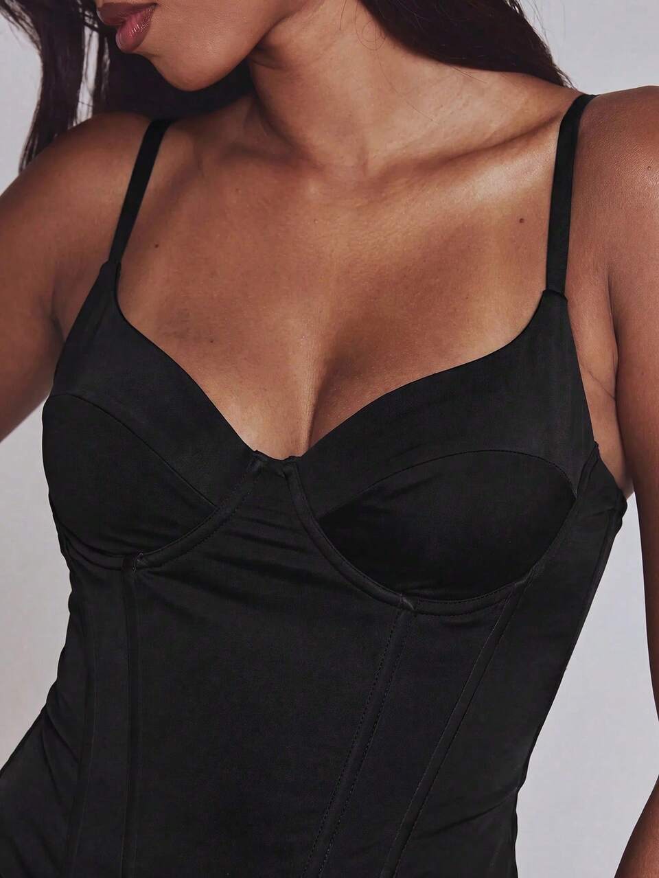 Black Corset Detail Top Summer Fall Winter Day Outfit Womens Outfit
