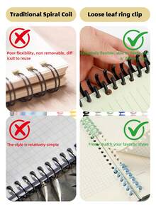 10pcs Multicolor A4 Detachable Loose-Leaf File Binding Rings, 30-Hole Plastic Rubber Rings For Organizing Documents, School & Office Supplies |Vivid Colors | Flexible Ring Hole Removable Plastic Binding Coil Spiral Rings,School Supplies,Back To School - Multicolor - View 6