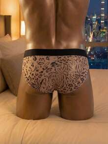 DrisQ DrisQ 1pc Men's Mesh Leopard Print Triangle Briefs Cosplay Red And Black Autumn Sexy - Coffee Brown - View 2