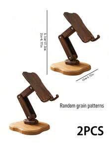 Cirelle 1Pc/2Pcs Adjustable 360° Rotatable Foldable Bamboo Phone Tablet Stand, Multi-Angle Desktop Holder , Height Adjustable Stable Cell Phone Dock For Home Office, Wood Style Bracket For Video Calls/Streaming/Reading - Multicolor - View 14