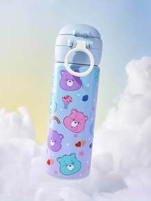 SHEIN X Care Bears 16盎司/500毫升不鏽鋼防漏水杯，附蓋子與彈出式吸管，適合居家飲用、戶外旅行，送禮首選 - 彩色 - 查看 2