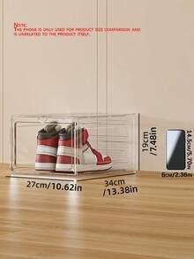 1 X Fully Transparent 6-Sided Plastic Shoe Storage Box; Anti-Corrosion Shoe Display Box For Home Use. - View 3