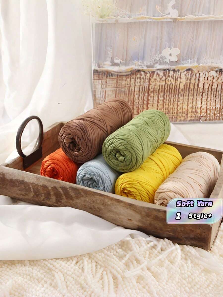 1 Pack Premium High Elastic Woven Rag Yarn, Stretchy Crochet Thread For Handmade Weaving Bags, Baskets, Carpets, Shoes, Home Decor, DIY Crafts, Multiple Vibrant Colors, Ideal For Knitters And Craft Lovers - Multicolor - View 1