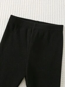 Cozy Pixies 2件組女嬰對比蝴蝶結運動衫與冬季長褲，可愛粉色秋季休閒套裝，長袖圓領鬆緊腰純色套裝 - 淺粉色 - 查看 7