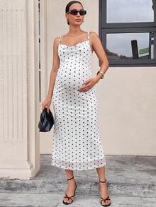 MaterniWear Maternity White Pleated Casual Elegant Ballet Everyday Summer Spaghetti Strap Dress Photoshoot Formal - White - View 7