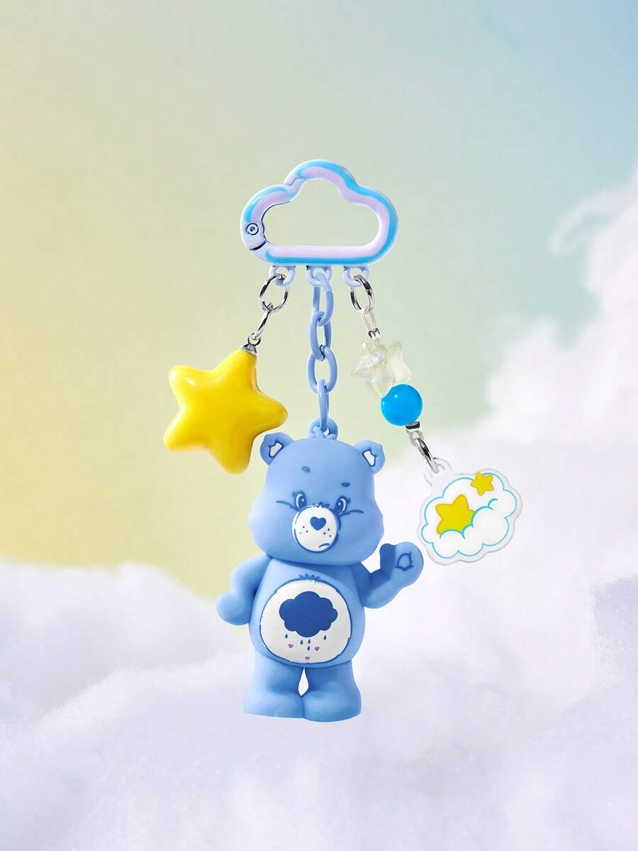 SHEIN X Care Bears علاقة حقيبة كرتونية إبداعية، سلسلة مفاتيح، هدية - الأزرق - مشاهدة 1