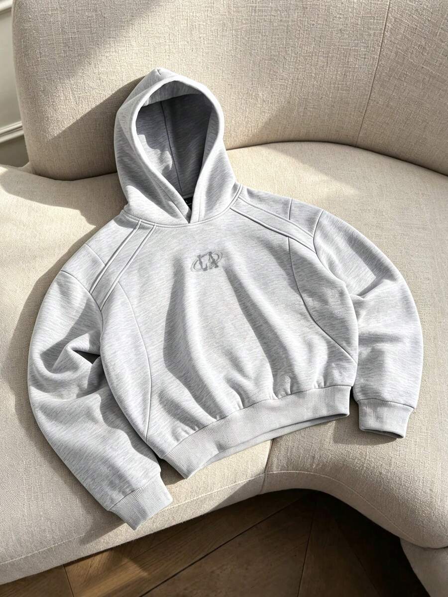 STYNVO Men's Letter Print Long Sleeve Casual Hoodie Sweatshirt - Grey - View 1