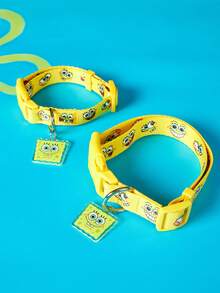 SpongeBob SquarePants | PETSIN 卡通熱轉印寵物項圈，活潑有趣印花，透氣材質舒適佩戴，堅固扣環，可調節快拆扣設計方便穿脫，打造快樂寵物造型 - 黃色 - 查看 4