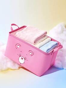 SHEIN X Care Bears Fabric Folding Storage Basket, Household Toy Sundries Clothing Sorting Basket, Large-Capacity Desktop Storage Box - Pink - View 2