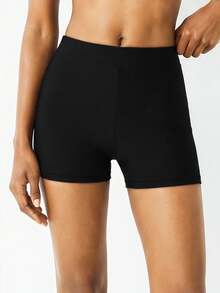 YARNWELL Women's Black Square Cut Swim Shorts - Black - View 9