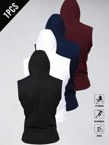 Gym Rark Men's Letter Print Drawstring Hooded Sports Tank Top - Black - View 2