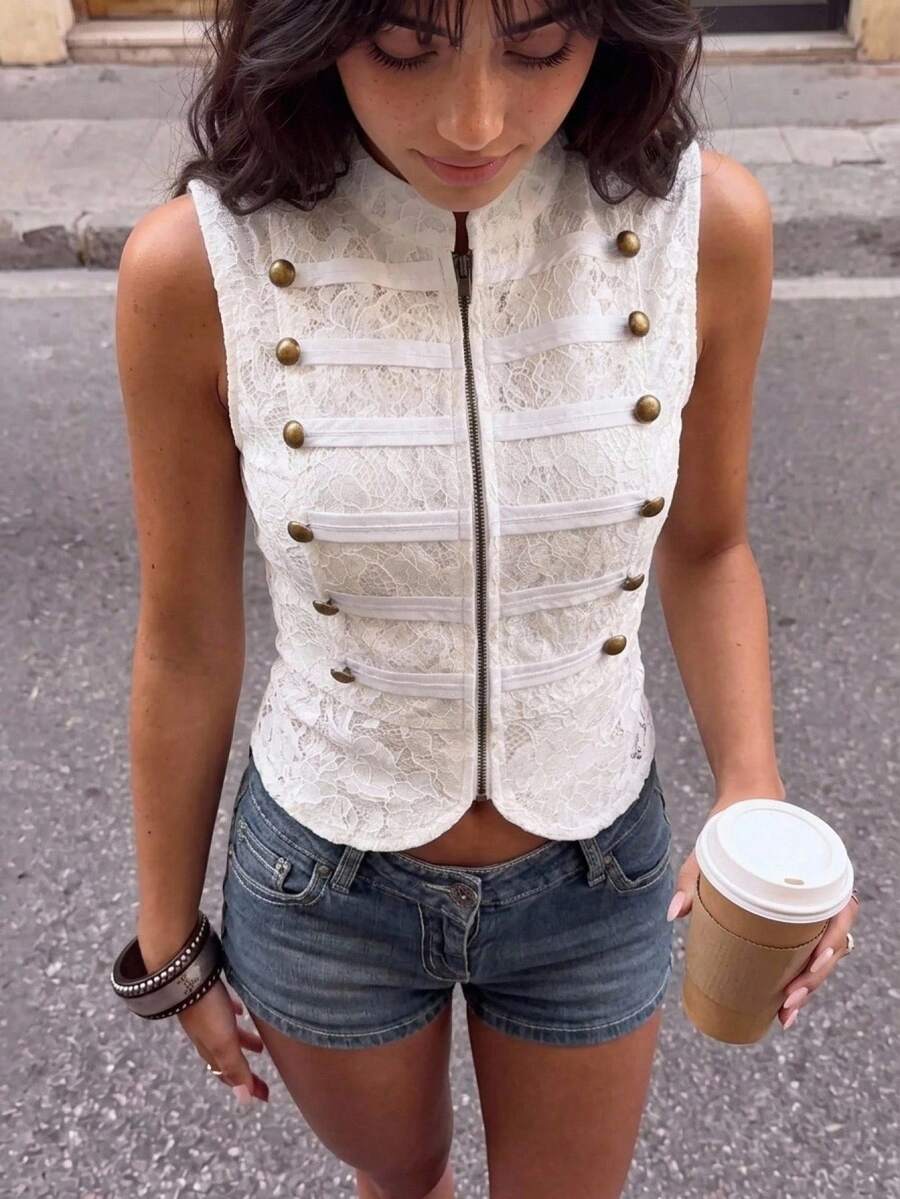 Comfortcana Autumn 2026//Casual Elegant/Y2k Clothes/Cute /Wedding/ Outfits/School After Party Daytime//Polka Dot/White - White - View 1
