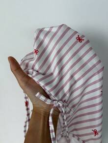 ZzzCrew Camisón de mujer con tirantes finos, estampado de rayas con corazones y ribete de volantes - Rosa Pálido - Ver 7