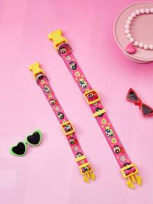 THE POWERPUFF GIRLS X PETSIN POWERPUFF GIRLS 1pc Cute Cartoon Dog Collar, Lightweight Webbing With Fun Pink Design, Adjustable Comfortable Neck Strap For Small And Medium Dogs, Stylish And Playful Everyday Wear - Multicolor - View 8