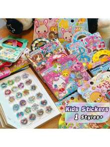 1pc Cute Shiny Sticker Phone Case Decoration Sticker Guka Sticker Girl Heart Style 3D Small Gift, DIY Handbag Decoration - Multicolor - View 1