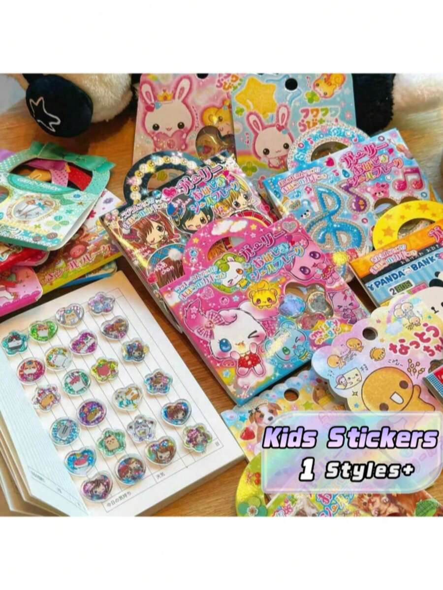 1pc Cute Shiny Sticker Phone Case Decoration Sticker Guka Sticker Girl Heart Style 3D Small Gift, DIY Handbag Decoration - Multicolor - View 1