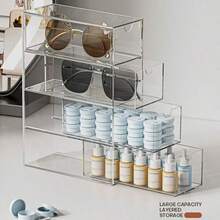 4-Tier Acrylic Eyeglasses Storage Box, Sturdy Structure With Strong Load-Bearing Capacity, Suitable For Home And Office, Makeup Drawer Organizer, Jewelry Tray - Multicolor - View 8