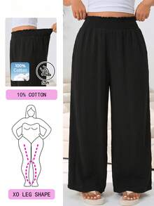 Solflare Pantalones de talla grande casuales versátiles de unicolor - Negro - Ver 1